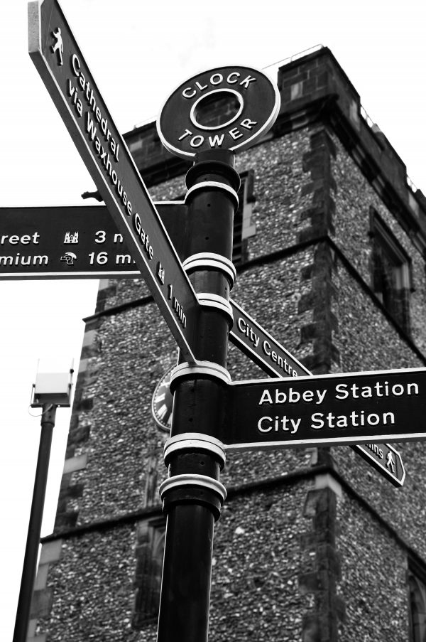 St Albans Clock Tower in Black and White