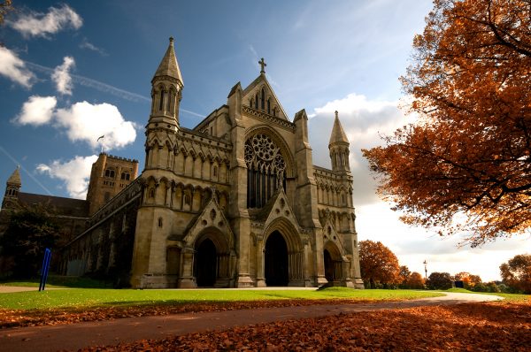 St Albans Cathedral in Autumn