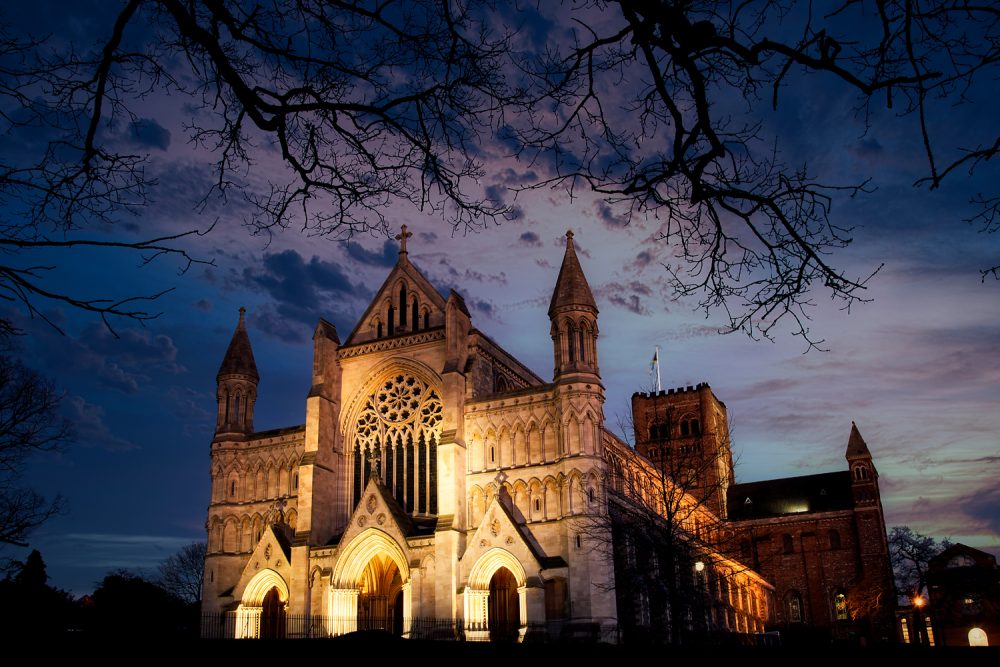 St Albans Cathedral at Night